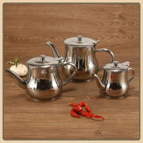 Ấm Pha Trà Eo Inox sáng bóng Phù Hợp Cho Quán Ăn, Quán Nước, Cà Phê Nhiều Dung Tích inox