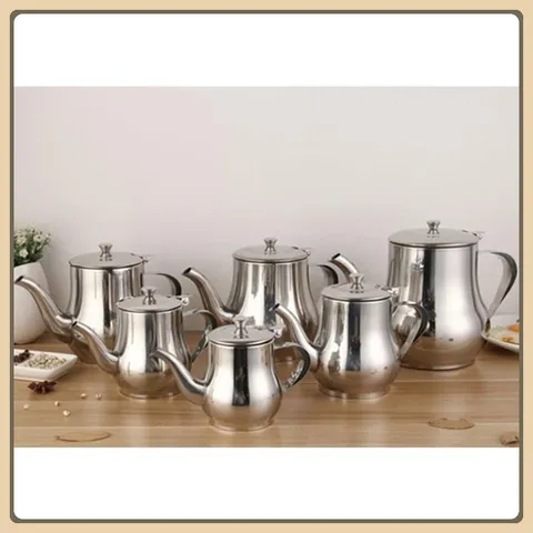 Ấm Pha Trà Eo Inox sáng bóng Phù Hợp Cho Quán Ăn, Quán Nước, Cà Phê Nhiều Dung Tích inox