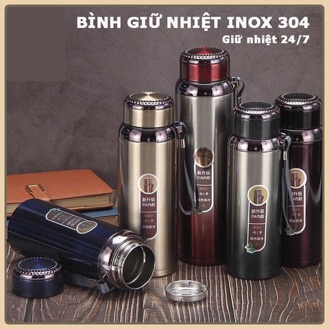Bình Giữ Nhiệt Cao Cấp Nóng - Lạnh Cao Cấp 316 không gỉ - Loại 1000ml nắp kim cương