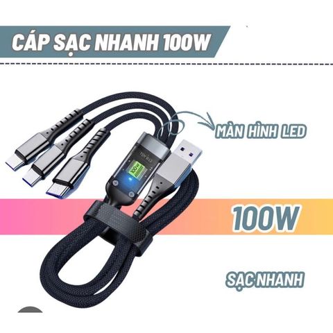 CÓ MÀN HÌNH Cáp Dữ Liệu 3 Trong 1, Bộ Sạc Micro USB Type C, Cáp sạc di động, Phụ kiện cáp dữ liệu di động