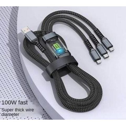 CÓ MÀN HÌNH Cáp Dữ Liệu 3 Trong 1, Bộ Sạc Micro USB Type C, Cáp sạc di động, Phụ kiện cáp dữ liệu di động