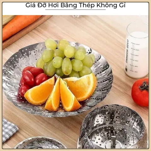Vỉ Hấp Xửng Hấp Inox Chống Gỉ Tiện Lợi Đường Kính 23 Cm,Vỉ Rổ Hấp Bánh Bao Hấp Cá Hấp Khoai Inox Xếp Tròn Gấp Gọn