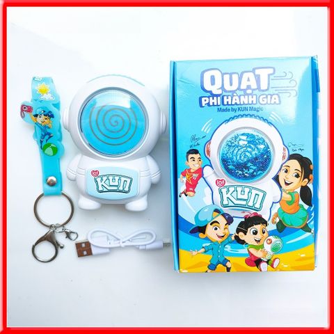 Quạt kun phi hành gia Quạt sạc mini cầm tay tích điện có cáp sạc dây đeo nhỏ gọn làm móc khoá