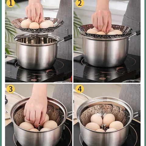 Vỉ Hấp Xửng Hấp Inox Chống Gỉ Tiện Lợi Đường Kính 23 Cm,Vỉ Rổ Hấp Bánh Bao Hấp Cá Hấp Khoai Inox Xếp Tròn Gấp Gọn