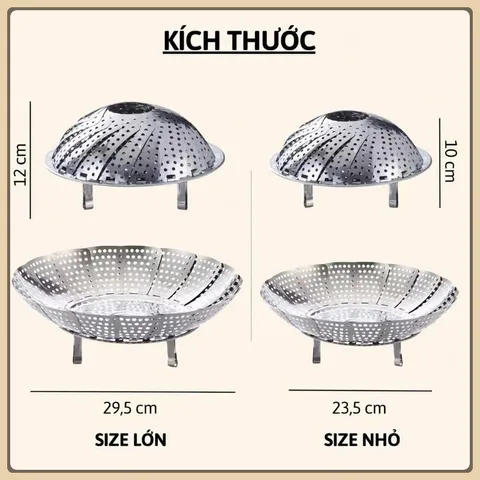 Vỉ Hấp Xửng Hấp Inox Chống Gỉ Tiện Lợi Đường Kính 23 Cm,Vỉ Rổ Hấp Bánh Bao Hấp Cá Hấp Khoai Inox Xếp Tròn Gấp Gọn