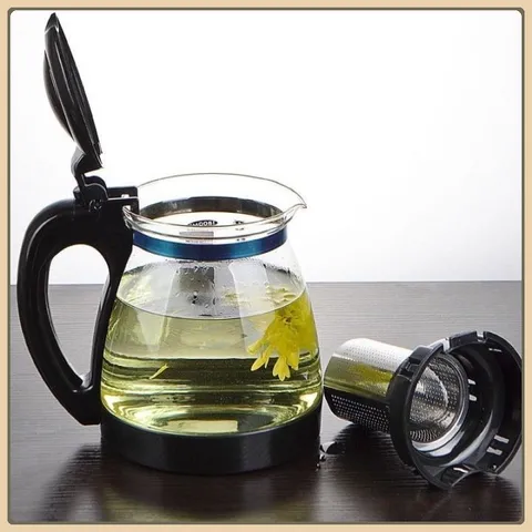 Bình Lọc Trà Thủy Tinh Dung Tích Lớn 1300ml Sang Trọng Lõi Lọc có tháo rời Inox 304 Cao Cấp Hiện Đại-lọc trà