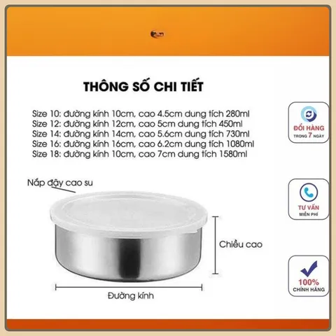 Combo 2 Bộ Thố Lạnh Inox 5 Món, Sét 5 Bát Inox Có Nắp Đậy, Bộ 5 Hộp Đựng Thực Phẩm Inox Cao Cấp