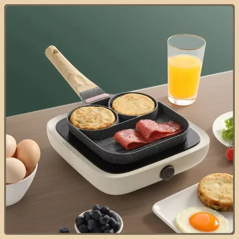 CHẢO VÂN ĐÁ 3 NGĂN TIỆN LỢI CHIÊN TRỨNG ỐP LA CHỐNG DÍNH CHẢO CHIÊN BÁNH HÌNH THÚ CAO CẤP