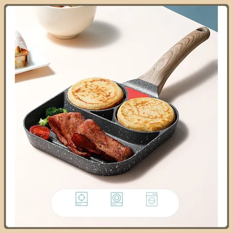 CHẢO VÂN ĐÁ 3 NGĂN TIỆN LỢI CHIÊN TRỨNG ỐP LA CHỐNG DÍNH CHẢO CHIÊN BÁNH HÌNH THÚ CAO CẤP