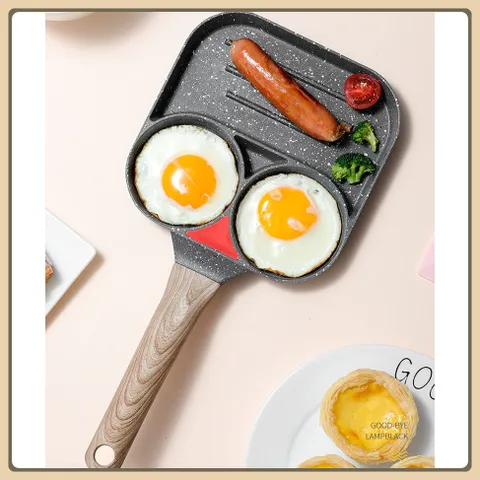 CHẢO VÂN ĐÁ 3 NGĂN TIỆN LỢI CHIÊN TRỨNG ỐP LA CHỐNG DÍNH CHẢO CHIÊN BÁNH HÌNH THÚ CAO CẤP
