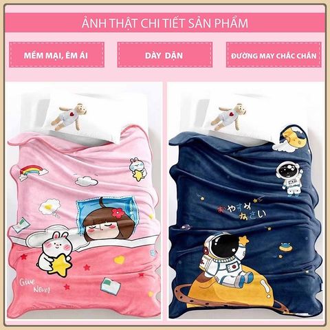 Chăn lông cho bé đi học, chăn tuyết văn phòng vải nhung chất tuyết nhung - Kích thước 1m x 1m4