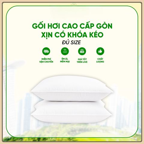 GỐI HƠI CAO CẤP GÒN XỊN CÓ KHÓA KÉO ( BAO GIẶT )-ruột gối nằm gòn