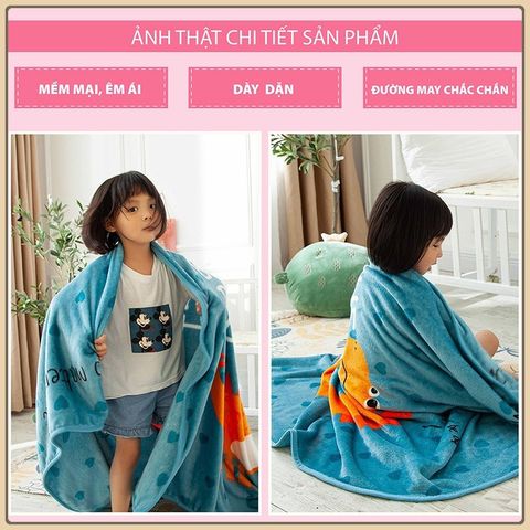 Chăn lông cho bé đi học, chăn tuyết văn phòng vải nhung chất tuyết nhung - Kích thước 1m x 1m4