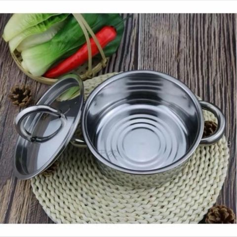 Combo 2  nồi inox dày 18cm.1 nồi inox 18CM  dùng kho cá nấu mì hâm nóng thức ăn