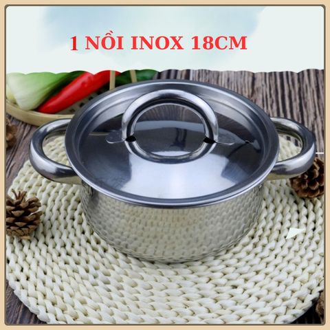 Combo 2  nồi inox dày 18cm.1 nồi inox 18CM  dùng kho cá nấu mì hâm nóng thức ăn