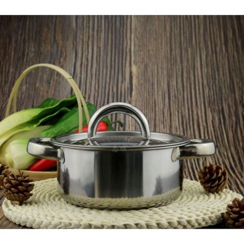 Combo 2  nồi inox dày 18cm.1 nồi inox 18CM  dùng kho cá nấu mì hâm nóng thức ăn