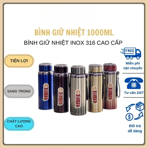 Bình Giữ Nhiệt Nóng Lạnh 1000ml Chất Liệu Inox 316 Cao Cấp - Chất Liệu An Toàn