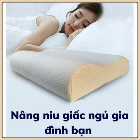 Gối Cao Su Non Chống Ngáy Chống Đau Mỏi Vai Gáy Mềm Mại Êm Ái - Cao Su TỰ NHIÊN-Gối cao su non chống ngáy