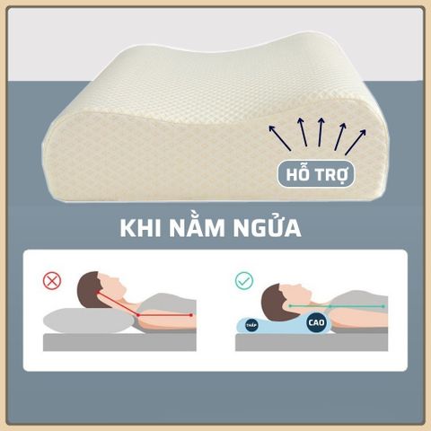 Gối Cao Su Non Chống Ngáy Chống Đau Mỏi Vai Gáy Mềm Mại Êm Ái - Cao Su TỰ NHIÊN-Gối cao su non chống ngáy