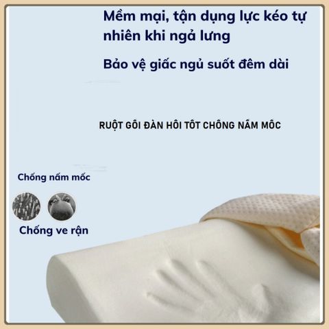 Gối Cao Su Non Chống Ngáy Chống Đau Mỏi Vai Gáy Mềm Mại Êm Ái - Cao Su TỰ NHIÊN-Gối cao su non chống ngáy