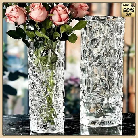 Lọ Hoa Thuỷ Tinh Dáng Trụ  20cm, Màu Trắng