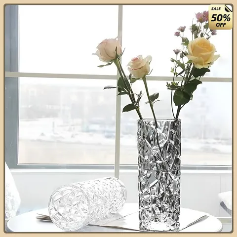 Lọ Hoa Thuỷ Tinh Dáng Trụ  20cm, Màu Trắng