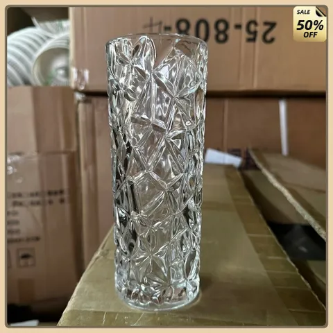 Lọ Hoa Thuỷ Tinh Dáng Trụ  20cm, Màu Trắng
