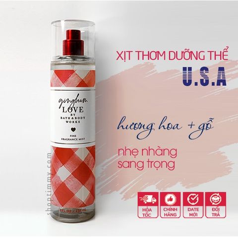 (Chính hãng) Xịt thơm toàn thân Gingham Love Bath & Body Works Hương