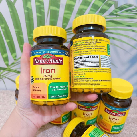 Viên uống bổ sung sắt Nature Made Iron 65mg - 180 viên