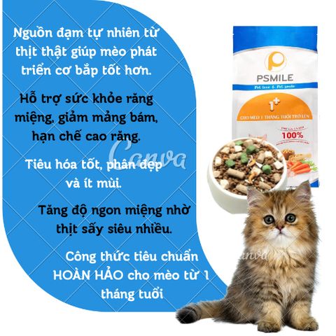 Hạt Cho Mèo Mix Topping Psmile - Thức Ăn Hạt Cho Mèo Từ 1 Tháng - Thức Ăn Cho Mèo Mọi Lứa Tuổi Kèm Topping Gà, Gan, sấy