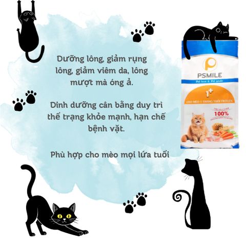 Hạt Cho Mèo Mix Topping Psmile - Thức Ăn Hạt Cho Mèo Từ 1 Tháng - Thức Ăn Cho Mèo Mọi Lứa Tuổi Kèm Topping Gà, Gan, sấy