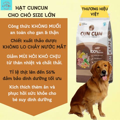 [DÙNG THỬ CHÓ MÈO] Hạt Cho Chó Cuncun - Thức Ăn Cho Chó Lớn - Hạt Cho Chó Trưởng Thành Túi 1.5Kg