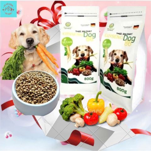 Thức Ăn Chay Cho Chó Ginseng Dog 86 túi 800g - Hạt Cho Chó WinDog Từ Rau Củ Quả - Thức Ăn Cho Chó Dinh Dưỡng Từ Thực Vật