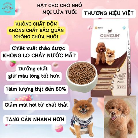 [380] Hạt Cho Chó Poodle CunCun - Hạt Tươi Cho Chó Nhỏ - Thức Ăn Cho Chó Không Chất Độn Không Chất Bảo Quản Túi 1,2Kg