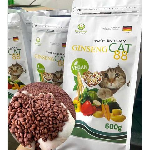 Thức Ăn Chay Cho Mèo Ginseng Cat 88 Túi 600g - Hạt Cho Mèo Wincat - Thức Ăn Cho Mèo Giảm Cân - Hạt Rau Củ Cho Mèo