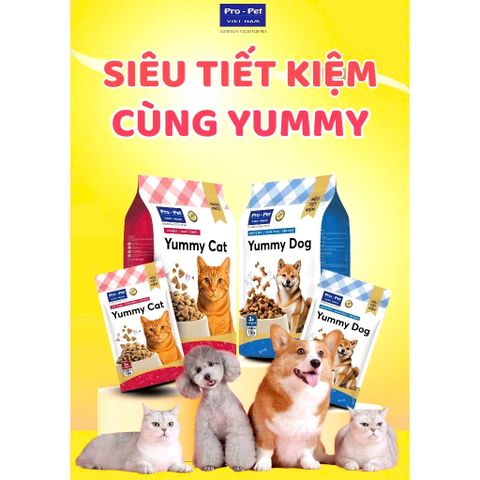 Hạt Cho Chó - Thức Ăn Cho Chó Hạt Yummy - Hạt Cho chó từ 3 tháng tuổi sản xuất tại Việt Nam túi 1kg