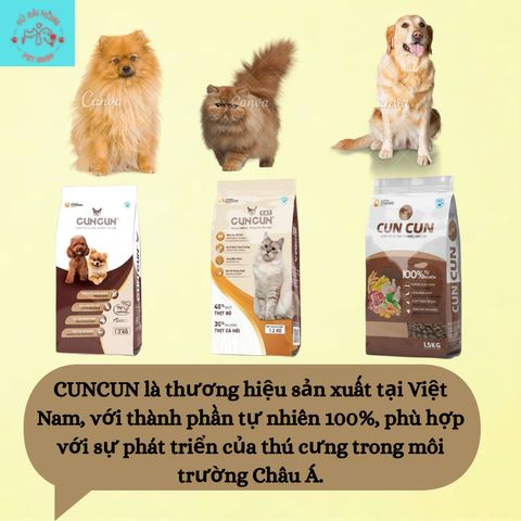 [1.5Kg] Hạt Cho Chó Cuncun PT - Thức Ăn Cho Chó lớn - Hạt Cho Chó Trưởng Thành Túi 1.5Kg
