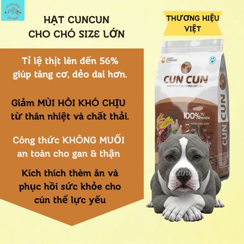 [1.5Kg] Hạt Cho Chó Cuncun PT - Thức Ăn Cho Chó lớn - Hạt Cho Chó Trưởng Thành Túi 1.5Kg
