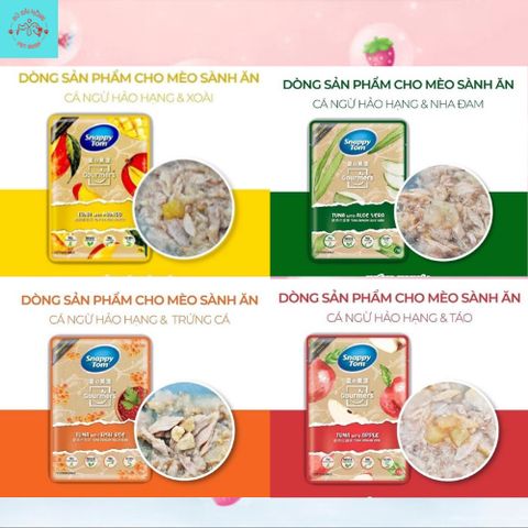 Pate Mèo Snappy Tom  - Thức Ăn Cho Mèo - Pate Tươi Cho Mèo Lớn Và Mèo Con 85G - Pate Snappy Tom Trái Cây Cho Mèo 70G