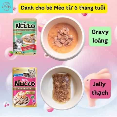 [HÀNG CÓ TEM PHỤ TIẾNG VIỆT] Pate Mèo NEKKO -Thức Ăn Cho Mèo- Pate Cho Mèo Con Kitten Gói 70g Gravy-Jelly-Mousse