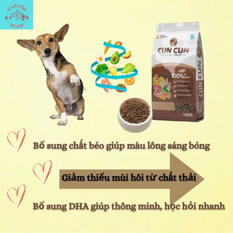 [1.5Kg] Hạt Cho Chó Cuncun PT - Thức Ăn Cho Chó lớn - Hạt Cho Chó Trưởng Thành Túi 1.5Kg