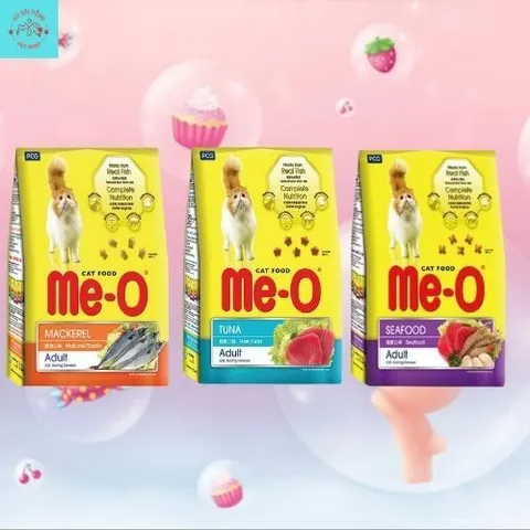Thức Ăn Hạt Me-O Cho Mèo Trưởng Thành Túi 1.2kg 3 Vị: Cá Hồi - Cá Ngừ - Hải Sản