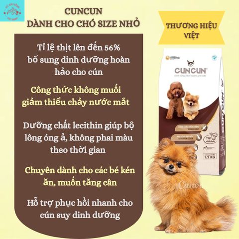 [1.5Kg] Hạt Cho Chó Cuncun PT - Thức Ăn Cho Chó lớn - Hạt Cho Chó Trưởng Thành Túi 1.5Kg