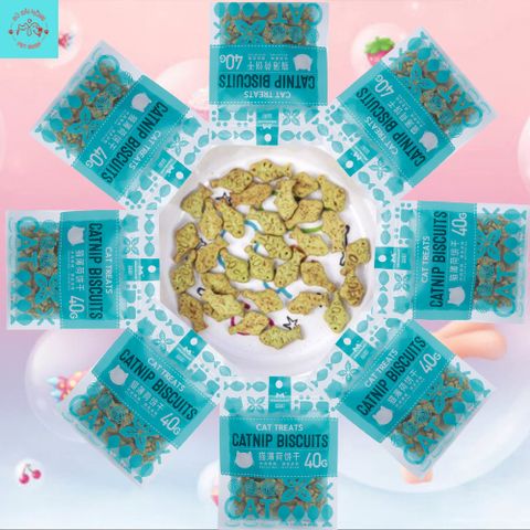 Bánh Cá Catnip Biscuits Cho Mèo - Snack Cho Mèo - Đồ Ăn Vặt Cho Mèo Gói 40G