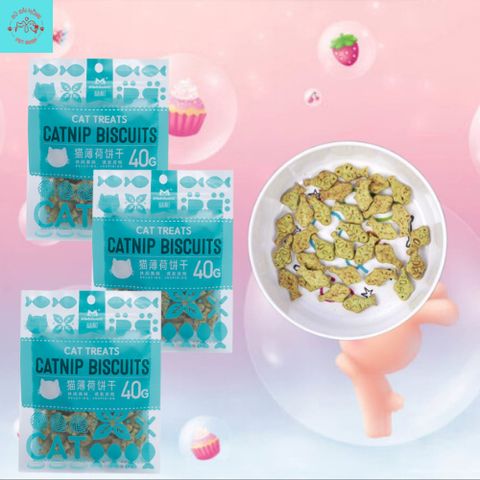 Bánh Cá Catnip Biscuits Cho Mèo - Snack Cho Mèo - Đồ Ăn Vặt Cho Mèo Gói 40G