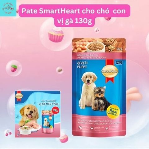 Pate SmartHeart Thức Ăn Ướt Dinh Dưỡng Cho Chó Lớn và Chó Con Vị Bò-Gà Gói 130G