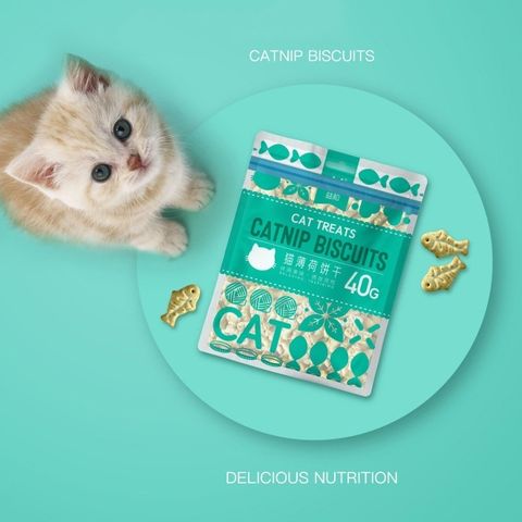 Bánh Cá Catnip Biscuits Cho Mèo - Snack Cho Mèo - Đồ Ăn Vặt Cho Mèo Gói 40G