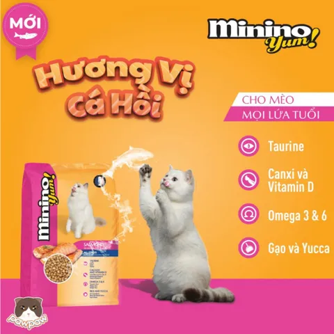 Thức Ăn Hạt Minino Cho Mèo Từ 3 Tháng Tuổi 3 Vị: Cá Hồi 350g - Hải Sản 350g - Cá Ngừ 480g