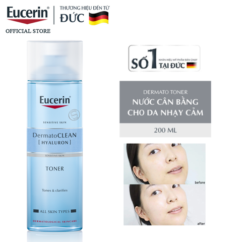 Nước hoa hồng cho da nhạy cảm Eucerin Dermatoclean Hyaluron Toner 200ml 675450