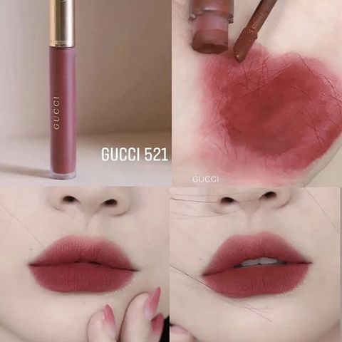 (Auth 100%) Son Kem Gucci Liquid Matte 521 Nellie Cherrie - Đỏ Gạch